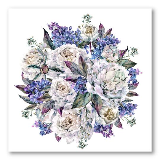 Designart - Bouquet Peonies In White and Blue